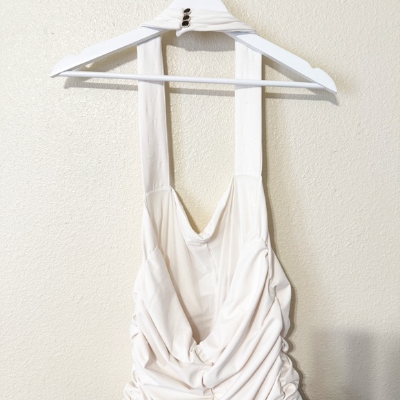 NWT Anthropologie Maeve Halter Twofer Black White Mini Dress Ruched Medium - Picture 9 of 11